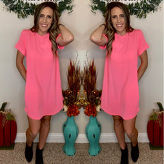 The Jolee Dress - Neon Pink