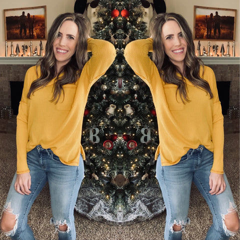 The Brooke Waffle Knit - Mustard
