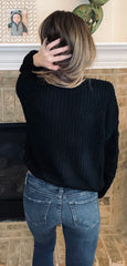 The Delray Crop Sweater - Black