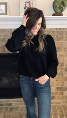 The Delray Crop Sweater - Black