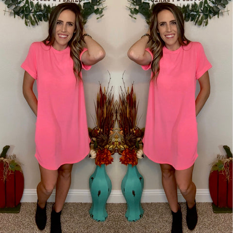 The Jolee Dress - Neon Pink
