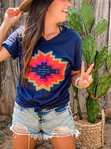 Wild and Free Tee - Navy