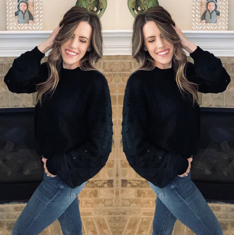 The Delray Crop Sweater - Black